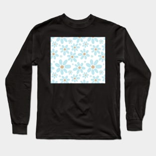 Light blue flower pattern Long Sleeve T-Shirt